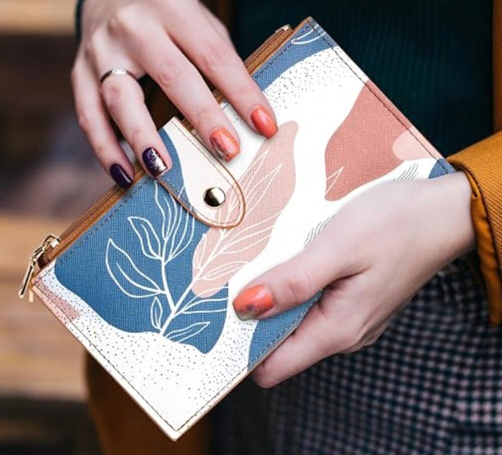 Large RFID Bifold Multi Card Wallet Case with Zipper Pocket, Credit Card Holder
